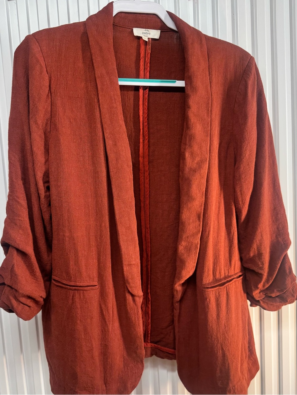 Entro Rust Open-Front Relaxed Blazer Jacket Womens Size Large Fall